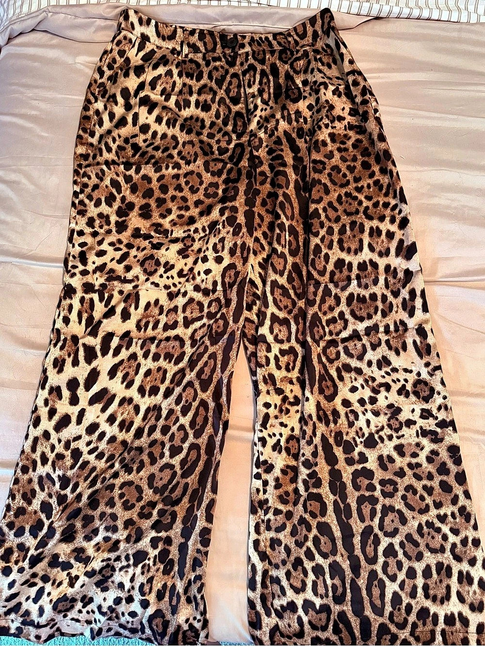 Dressed in Lala Here Kitty Kitty Wide Leg Leopard Print Satin Pants Size XL